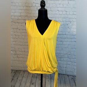 Loft Sleeveless Yellow Banded Top with Tie Size Large